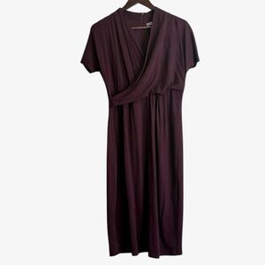Max Mara Short Sleeve Maroon Midi Dress Sz 44